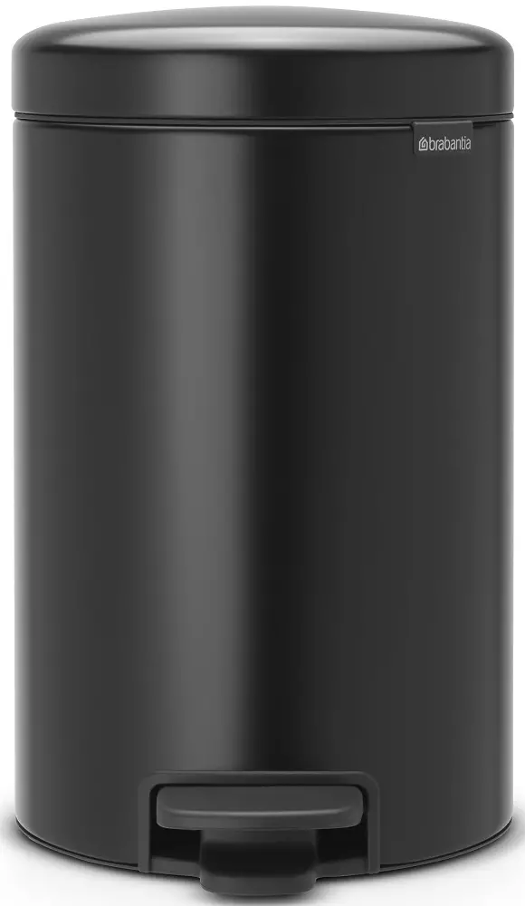 Brabantia NewIcon pedálos hulladékgyűjtő szagmentesen záródó Soft-Close fedél, műanyag tartály, 12L - X méret, acél, matt fekete - 113741