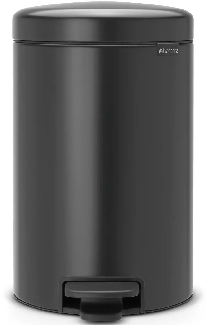 Brabantia NewIcon pedálos hulladékgyűjtő szagmentesen záródó Soft-Close fedél, műanyag tartály, 12L - X méret, acél, magabiztos szürke - 233487