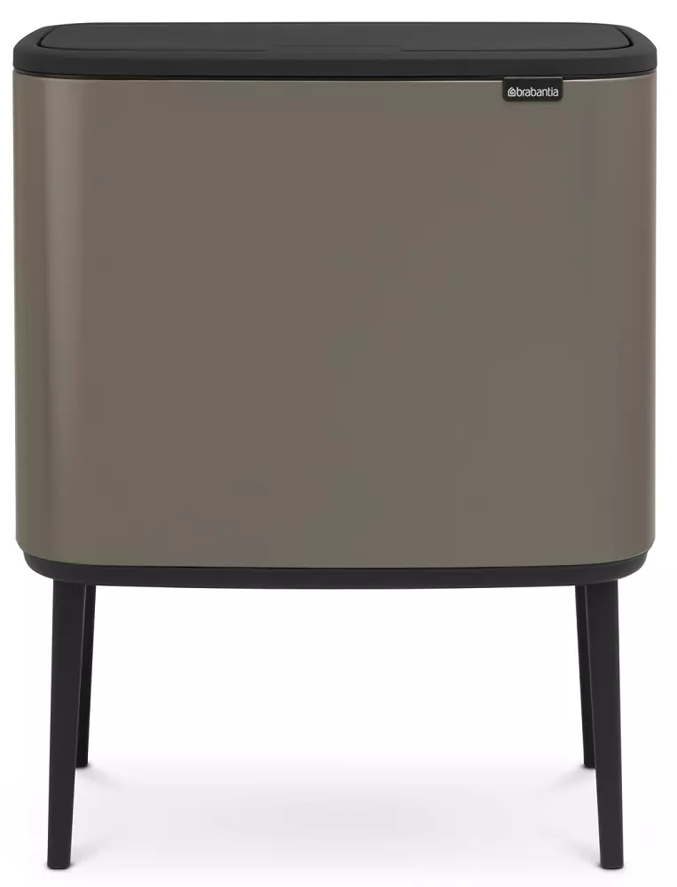 Brabantia Bo Touch Bin nyomófedeles szelektív hulladékgyűjtő, magasított, lábakon álló, műanyag tartály, 3x11L - X méret, acél, platinaszürke - 316043