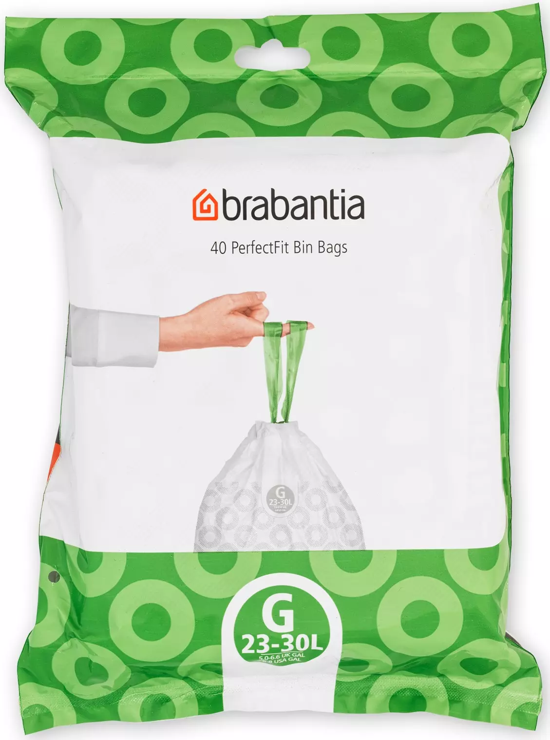 Brabantia PerfectFit szemeteszsák, G méret, 23-30L, visszazárható adagoló csomag, 40 zsák/csomag - 375668